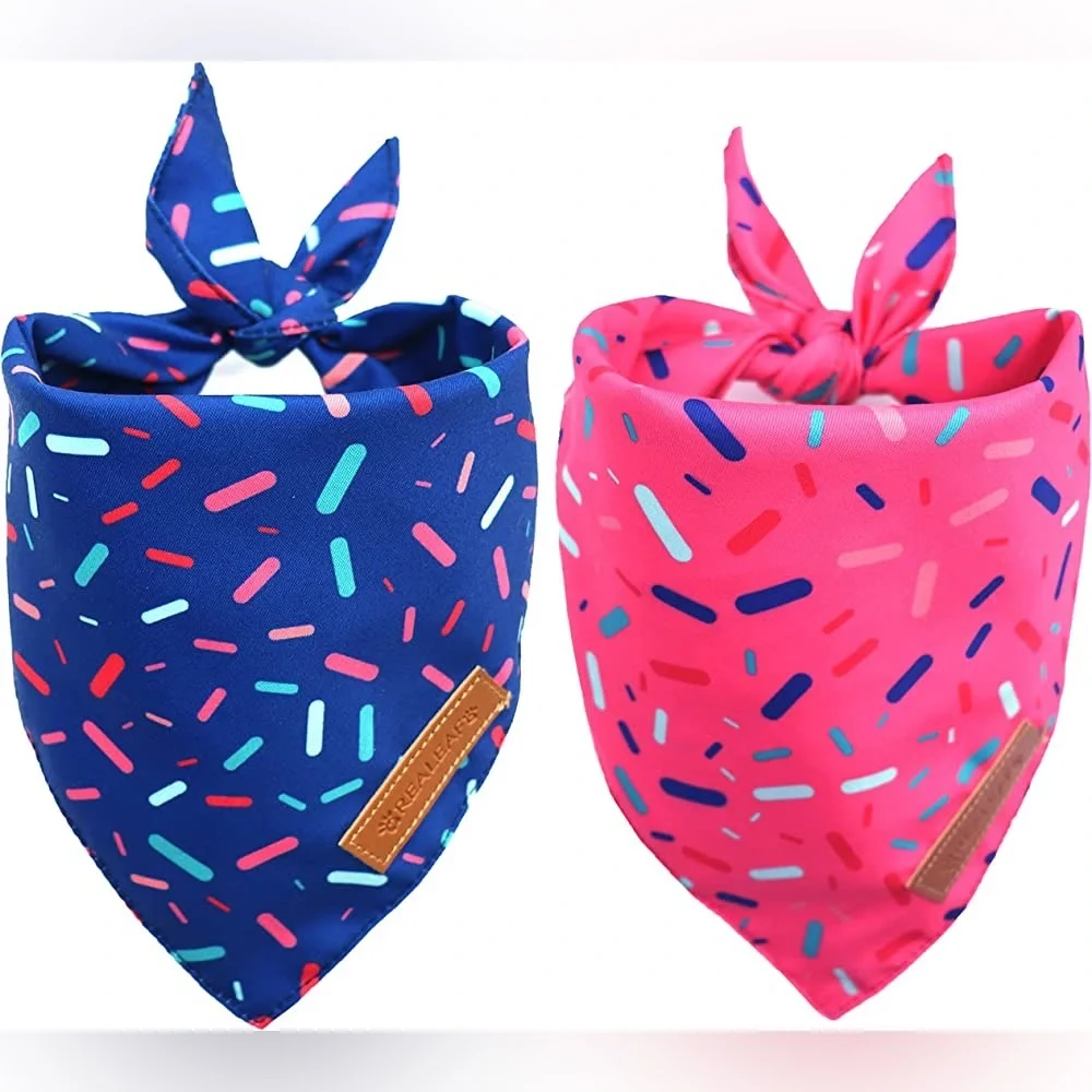 NWT Realeaf Dog Bandanas 2 Pack, SZ - XL. Dog Birthday Party Supplies